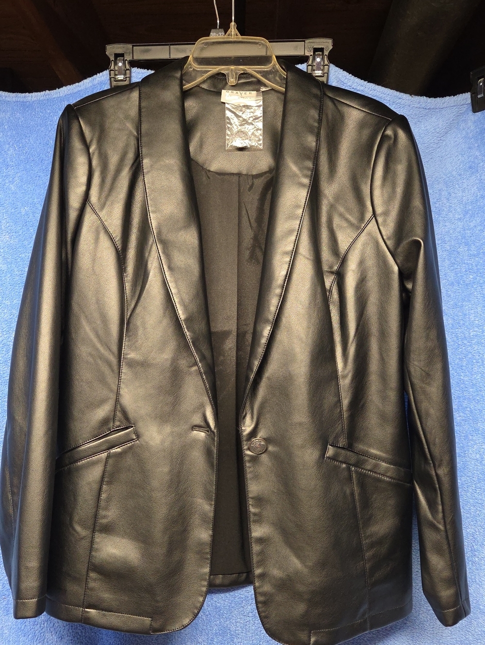 Susan Graver Black Faux Leather Blazer